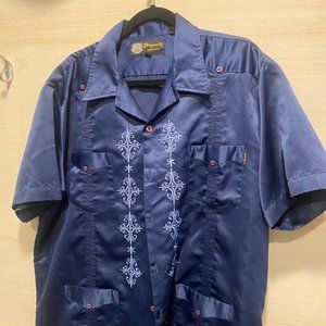 Blue Guyabera w/lt blue accents XL
